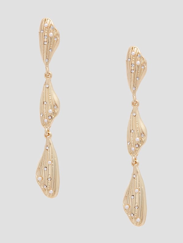 14K Gold Plated Linear Earrings GUESS Canada