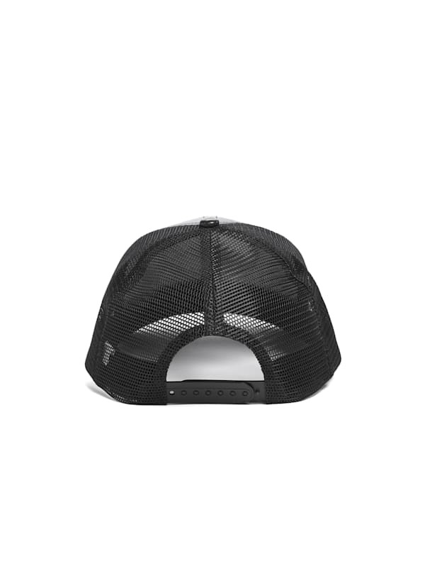 Guess Faux-Leather Peony Trucker Hat - Black - One Size
