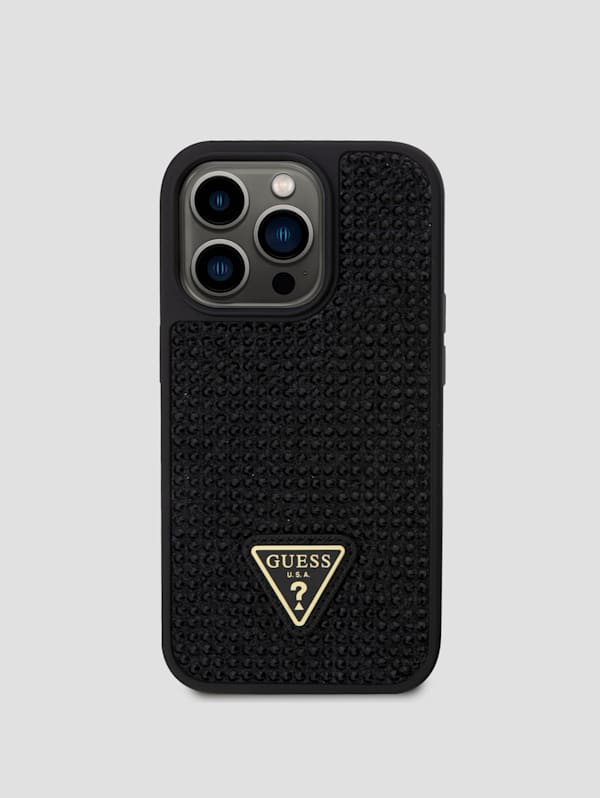 Guess Grip Stand 4G Triangle Strass case for iPhone 15 Pro Max - black