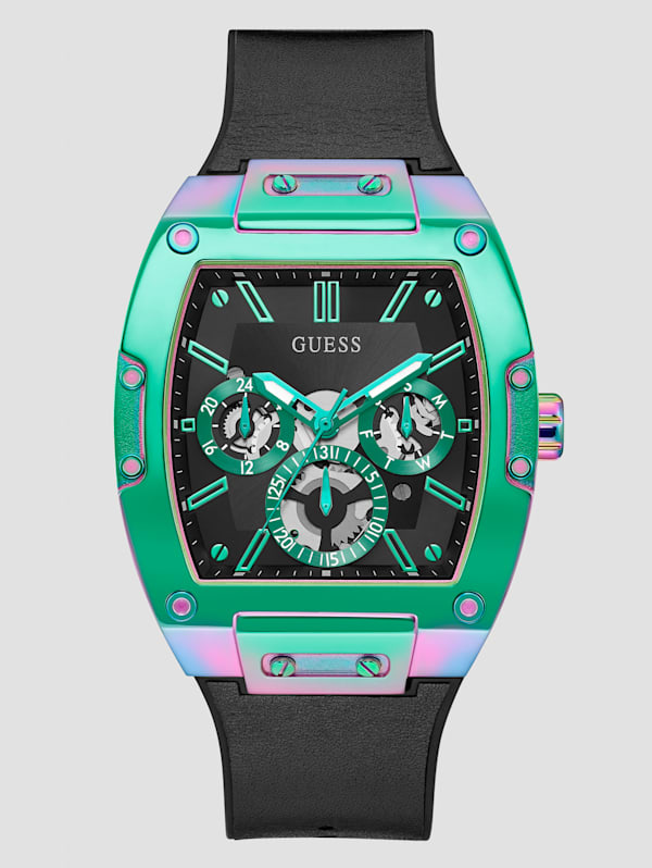 Iridescent and Black Silicone Multifunction Watch