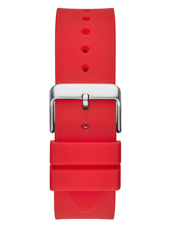 Red Plastic and Silicone Multifunction Watch GUESS