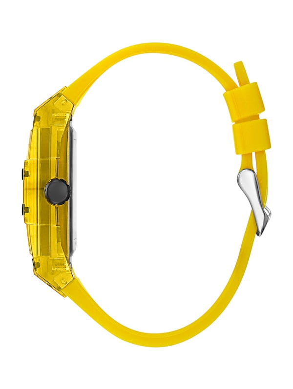 Yellow Plastic and Silicone Multifunction Watch GUESS
