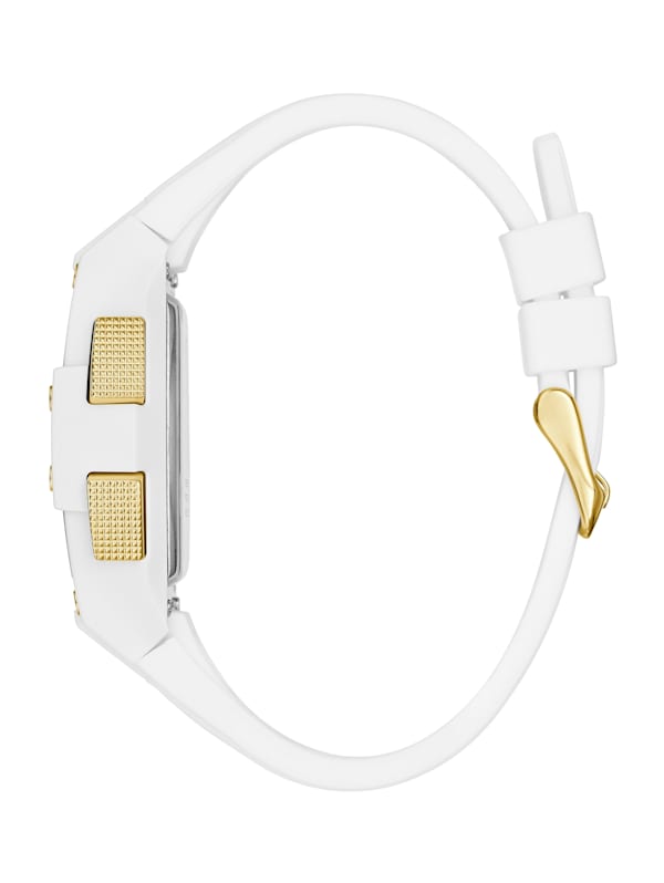 Gold Tone and White Digital Watch GUESS
