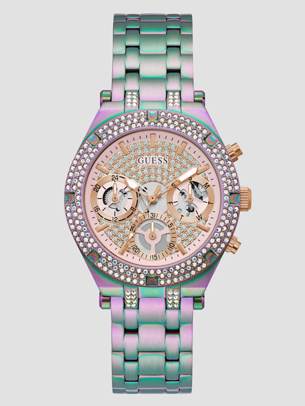 Iridescent and Crystal Multifunction Watch