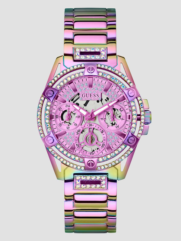 Iridescent Rhinestone Cut Through Watch