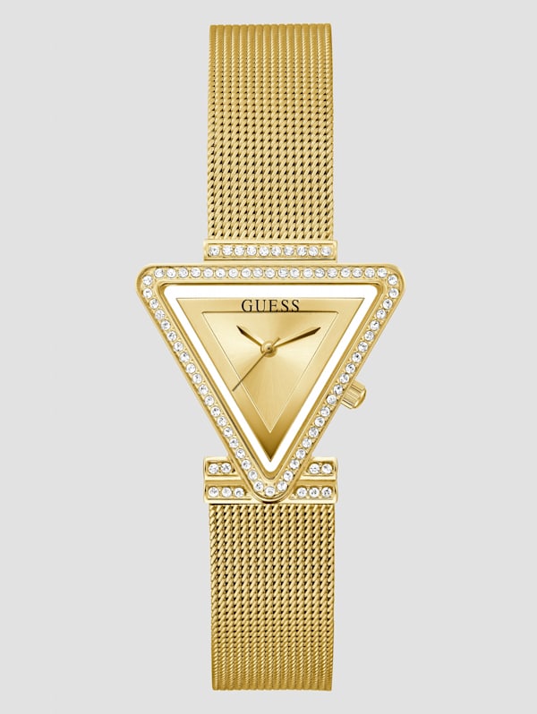 Gold Tone Triangle Mesh Analog Watch GUESS