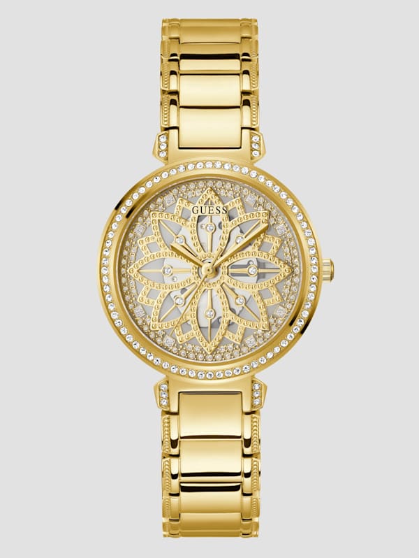 Gold-Tone Floral Cut-Through Analog Watch | GUESS