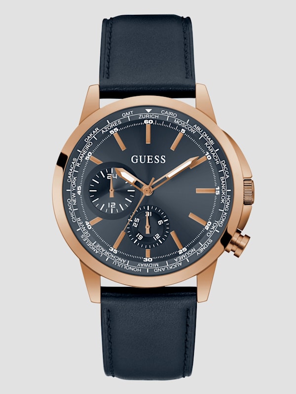 Guess watch blue 2025 leather strap