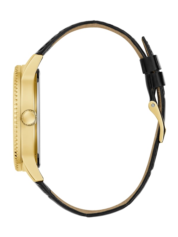 GUESS Gents Black Leather Strap Watch Model GW0566G1