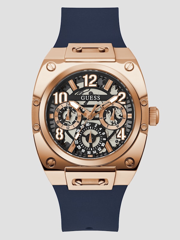 Guess watch on sale blue rubber strap