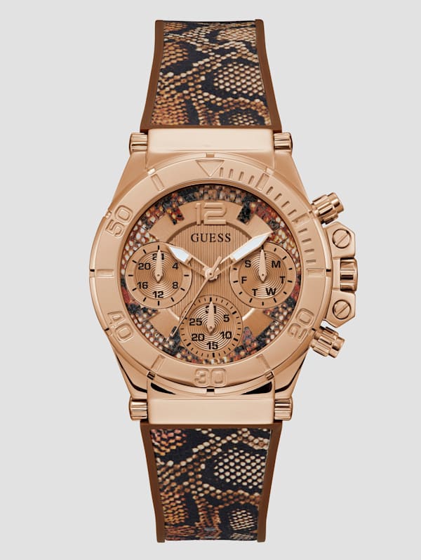 Guess gold store tone multifunction watch