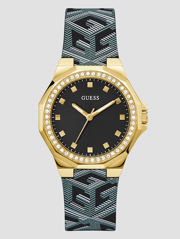 Blue Gold Tone Silicon Watch GUESS