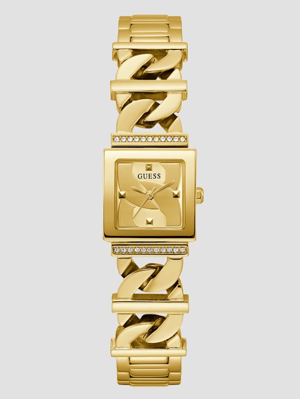 Gold Tone Chain Link Analog Watch GUESS