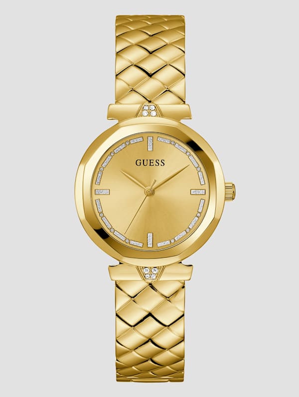Gold Tone Circle Analog Watch GUESS