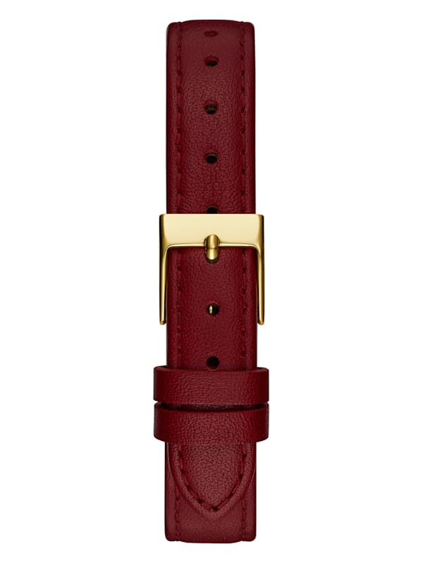 Gold Tone and Red Leather Analog Watch GUESS