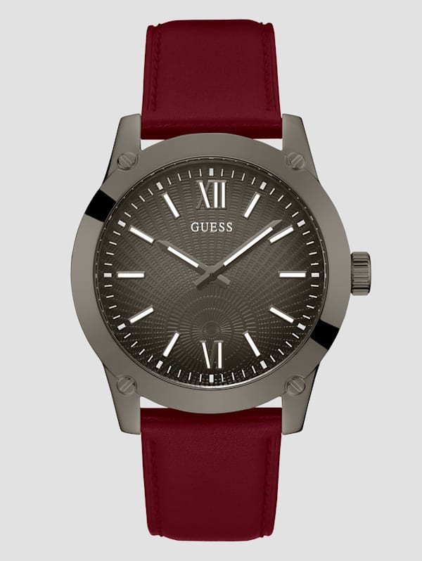 Leather guess best sale watch