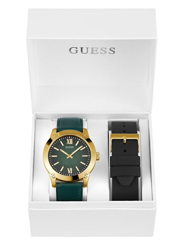 Gold Tone and Green Analog Watch Box Set GUESS