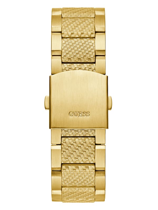 Gold-Tone and Black Textured Multifunction Watch | GUESS