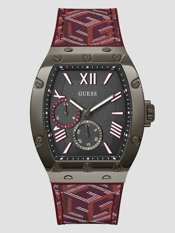 Guess watch pink leather strap store