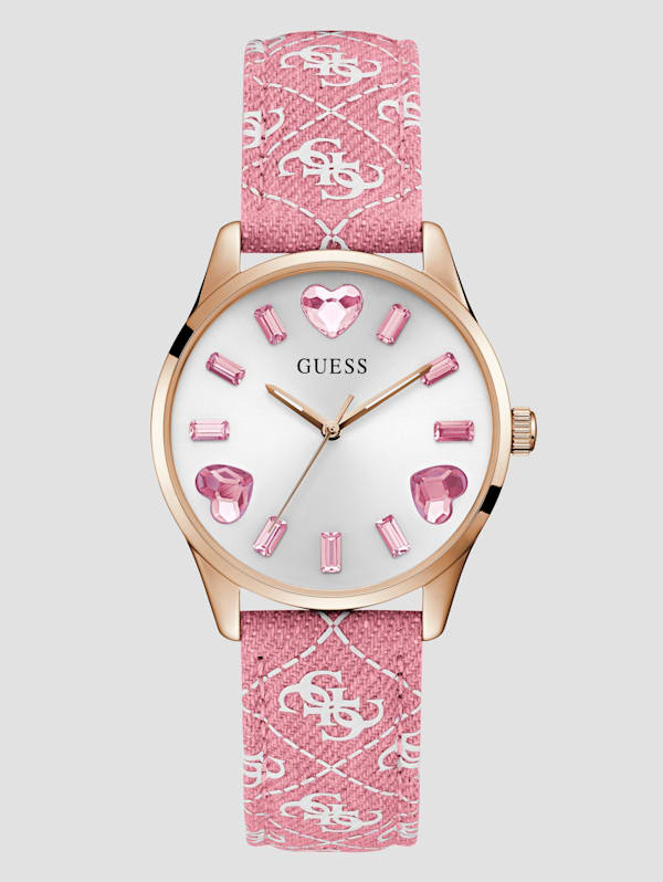 Pink Denim Analog Watch GUESS Canada
