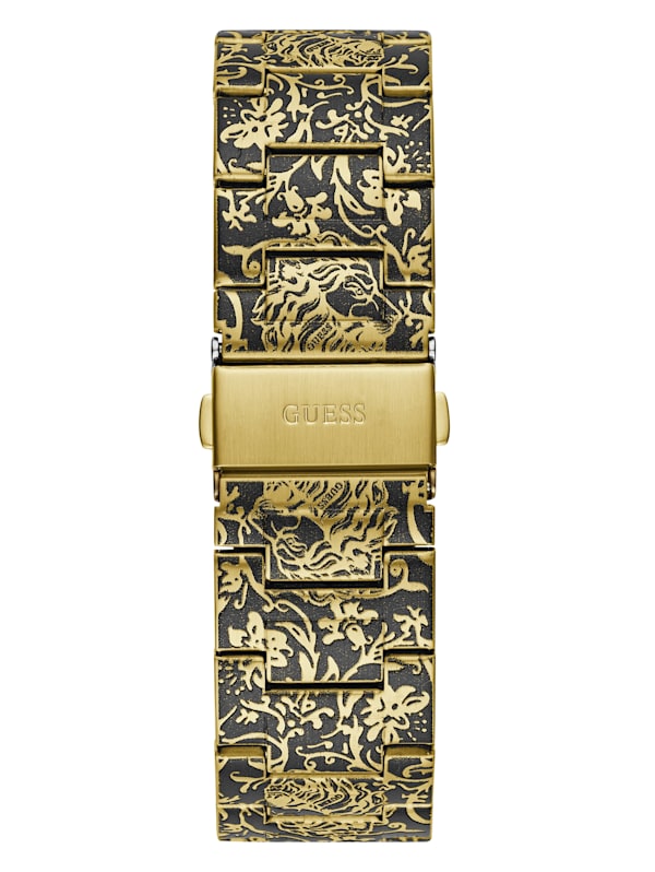 Gold Tone Printed Analog Watch