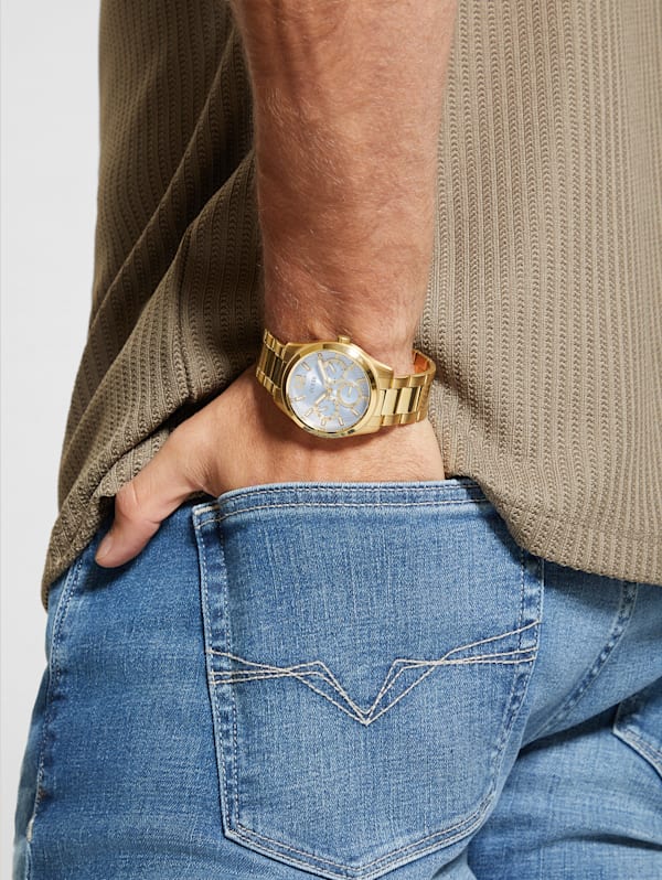 Guess men's blue and gold watch discount