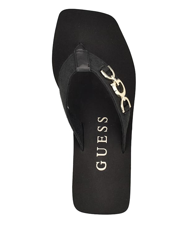 Guess black wedge sandals discount