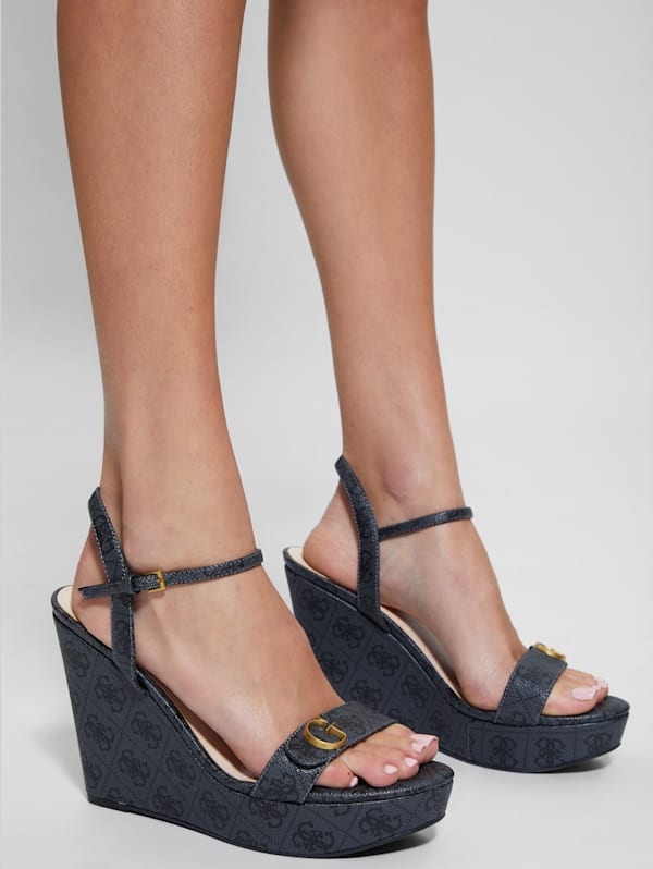 Louis Vuitton Denim Wedge Shoes Heels