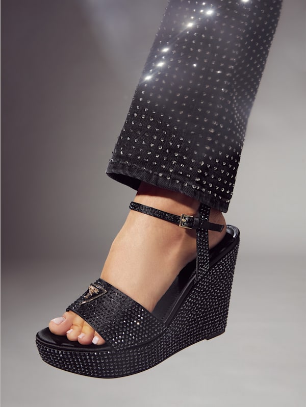 Womens black wedge sandals deals