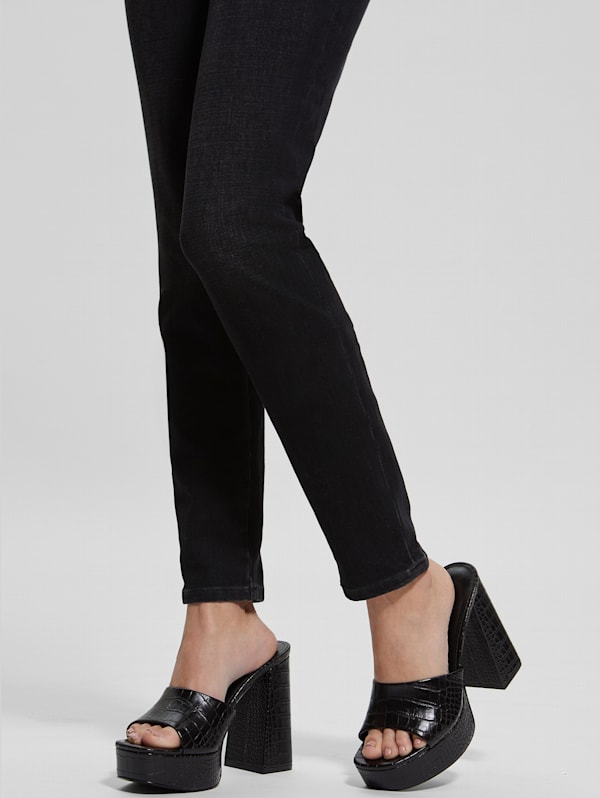 GUESS Jadah Crocodile embossed Platform Heels Black 10