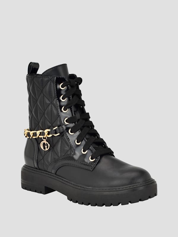 Jellard Quilted Chain Moto Boots | GUESS