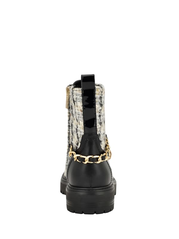 Jellarda Tweed Chain Moto Boots GUESS