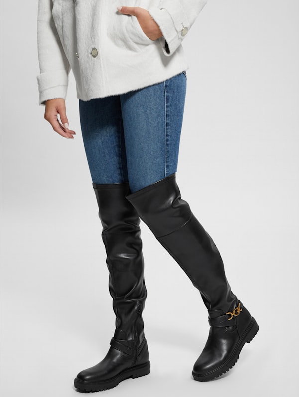 Jellio Buckle Knee High Boots GUESS