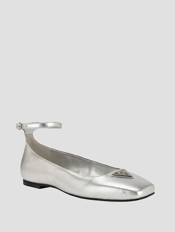 Guess Metallic Ankle Strap Ballet Flats