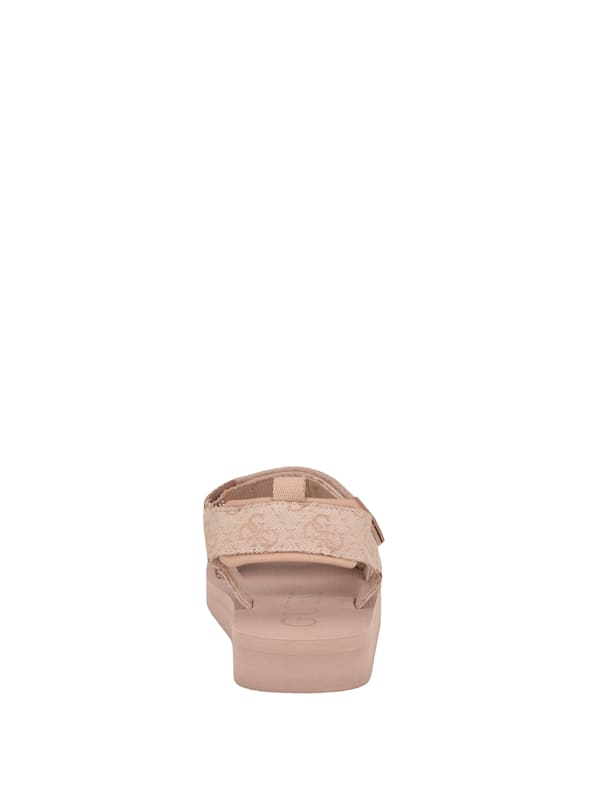 GUESS Nylaha Rhinestone Flatform Sandals Pink 6