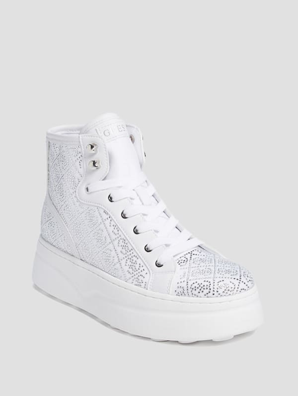 Guess white high top sneakers deals