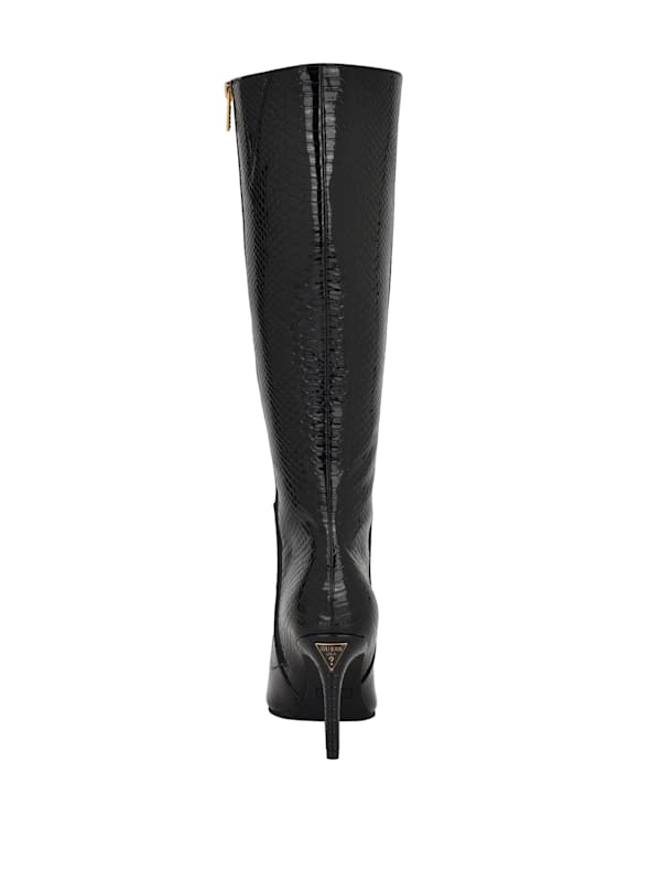 GUESS Richee Snakeskin Boots Black 10