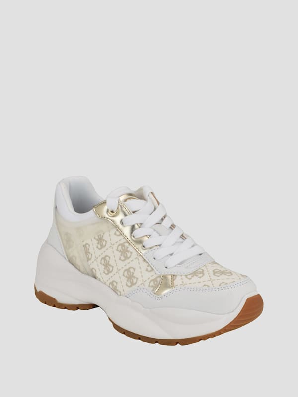 Guess white and gold sneakers discount