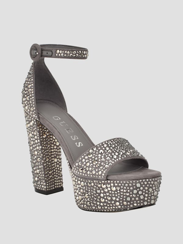 Platform sandals with rhinestones discount