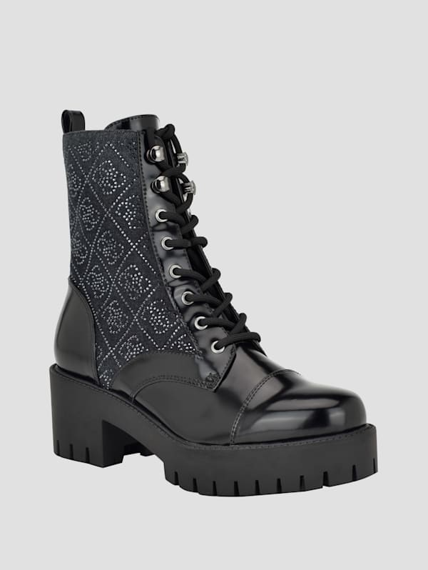 Waitea Rhinestone Moto Booties GUESS