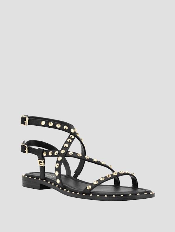 Black strappy gladiator sandals 2025