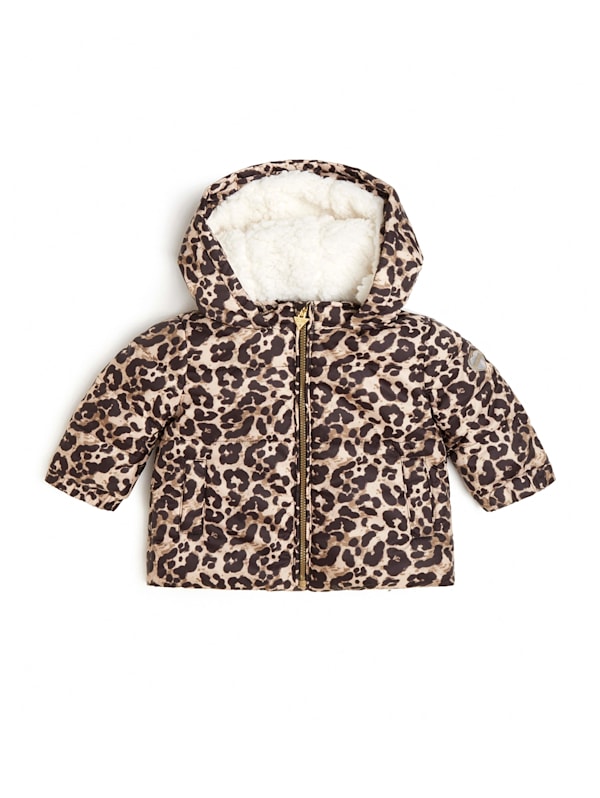 ikks baby girls' metallic burgundy hooded padded jacket