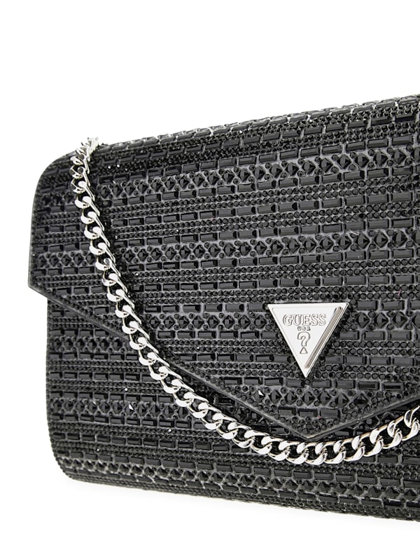 Guess Dofy Crystal Baguette Bag Black One Size