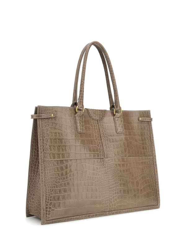 Isa Crocodile-Embossed Leather Tote