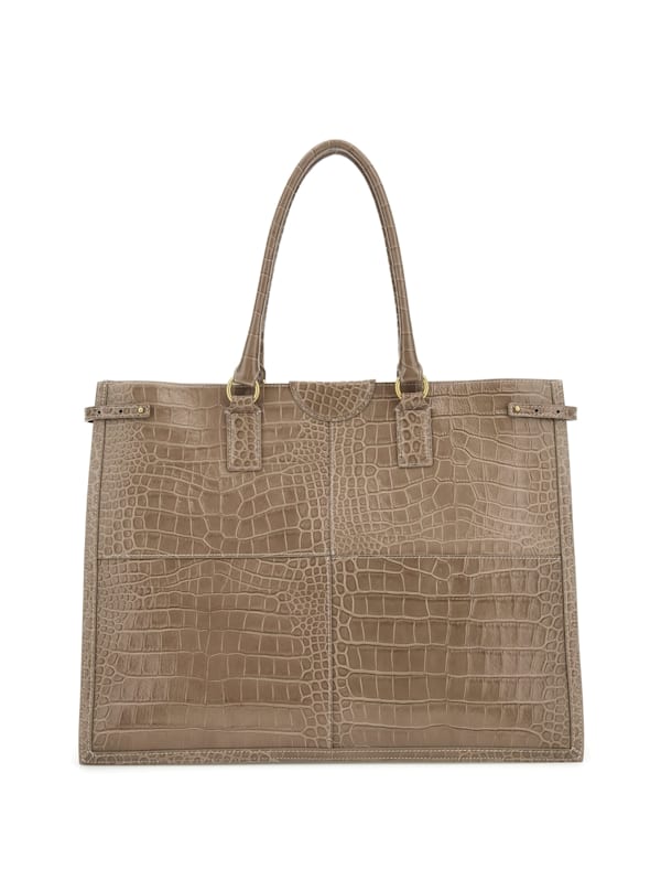 Guess ISA Crocodile-Embossed Leather Tote - Brown - One Size