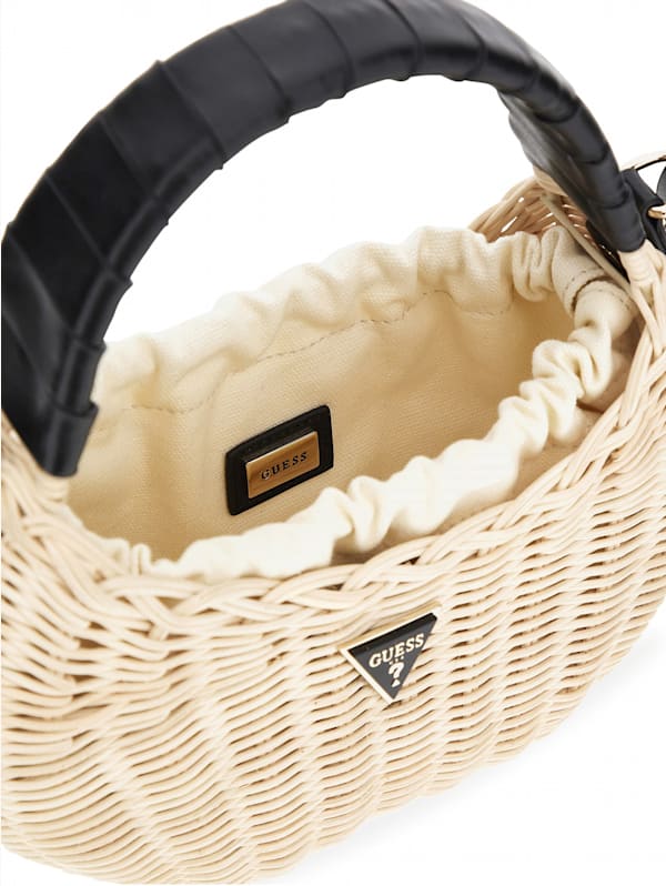 GUESS Sveiney Straw Mini Shoulder Bag Black One Size