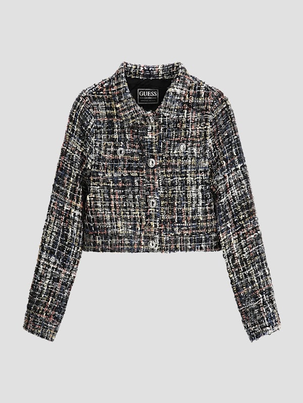 Black and white boucle jacket hot sale