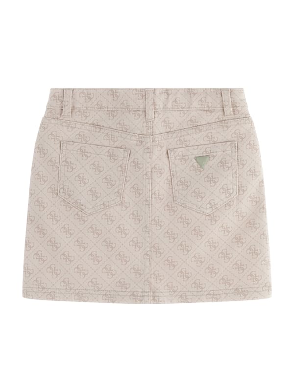 GUESS Quattro G Print Denim Skirt 7 16 Muted Stone