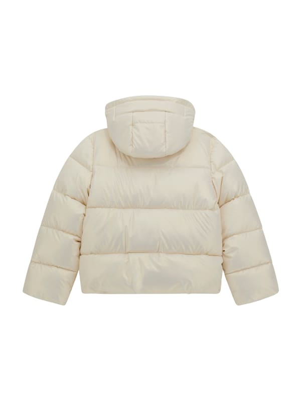GUESS Shimmer Logo Hooded Puffer Jacket 7 16 White