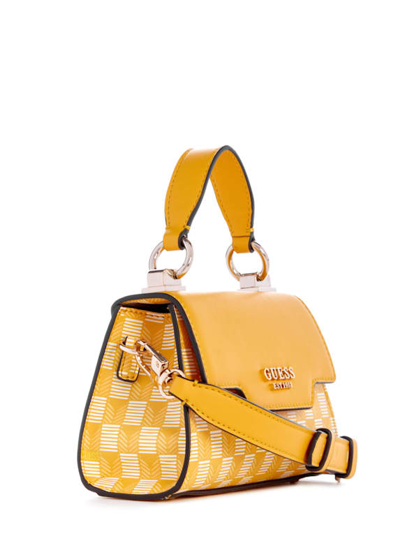 GUESS Hallie Mini Fold over Flap Bag Yellow One Size